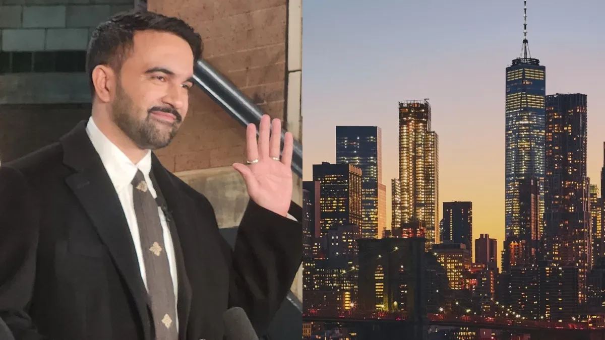 Edificios de departamentos en Nueva York con carteles de alquileres en las fachadas