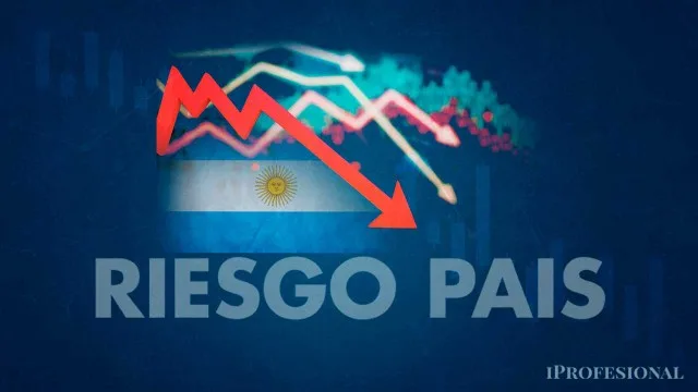 Gráfico del riesgo país EMBI Argentina descendiendo a mínimos de ocho años