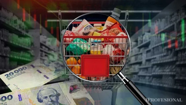 Gráfico de inflación mensual en CABA con íconos de alquiler, supermercado y farmacia