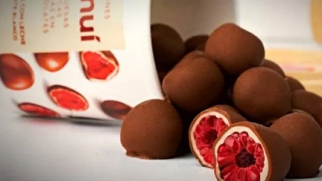 Bombones Franui Gold de Rapanui en packaging dorado sobre fondo blanco