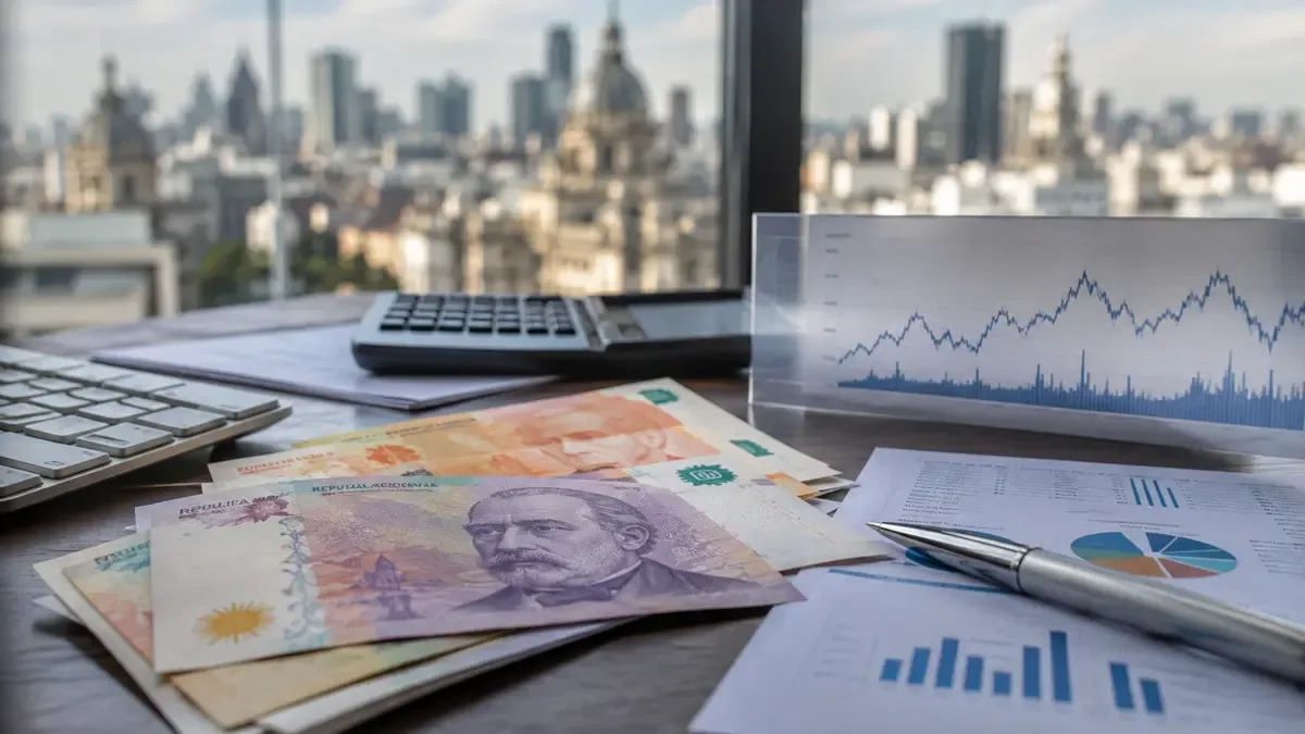 Gráfico abstracto de cotizaciones del dólar y billetes argentinos